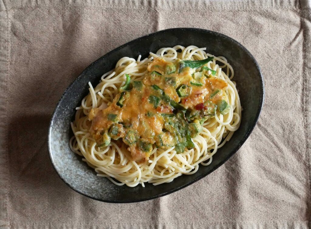 Fried-okra-pasta