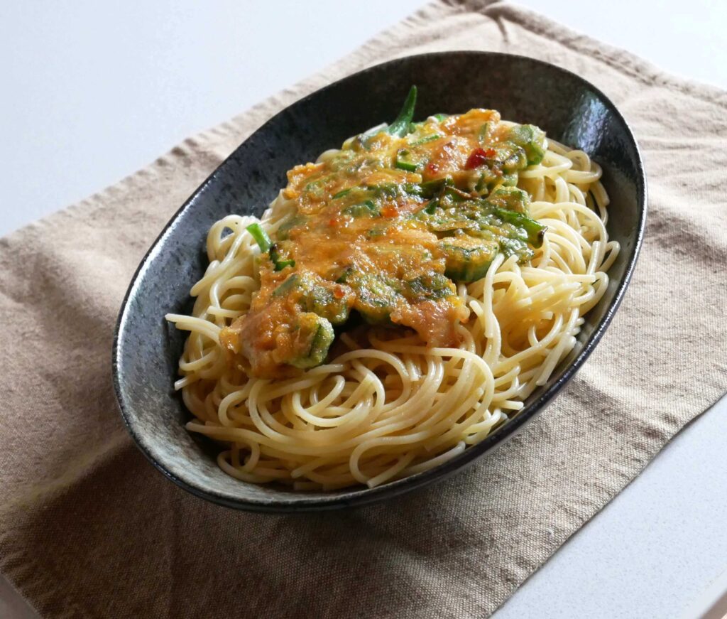 Fried-okra-pasta
